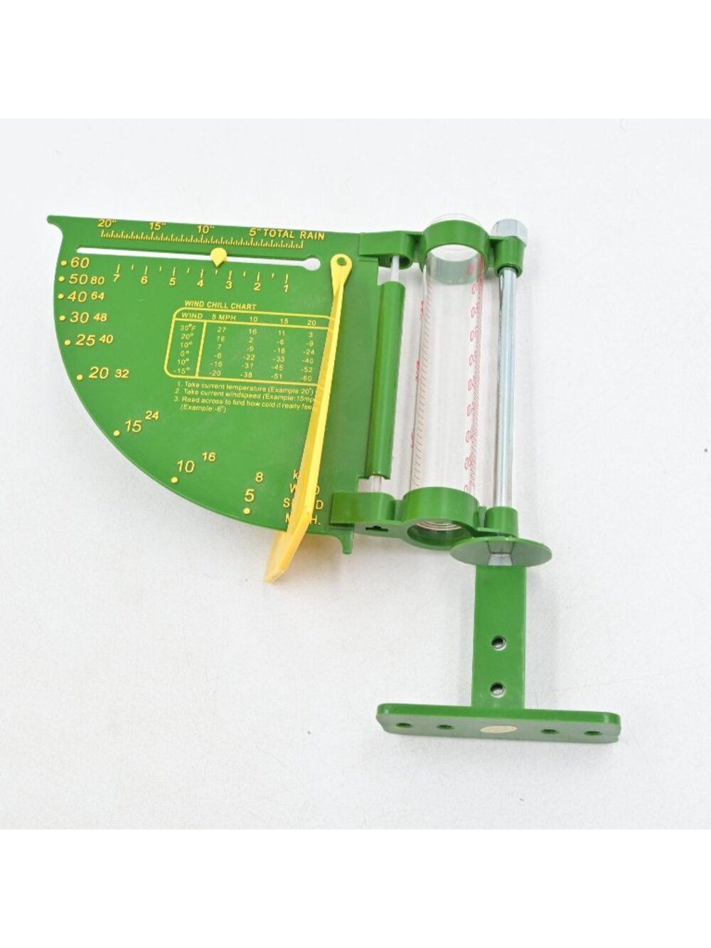 John Deere Wind Chill Rain Gauge & Wind Speed Meter - Green & Yellow